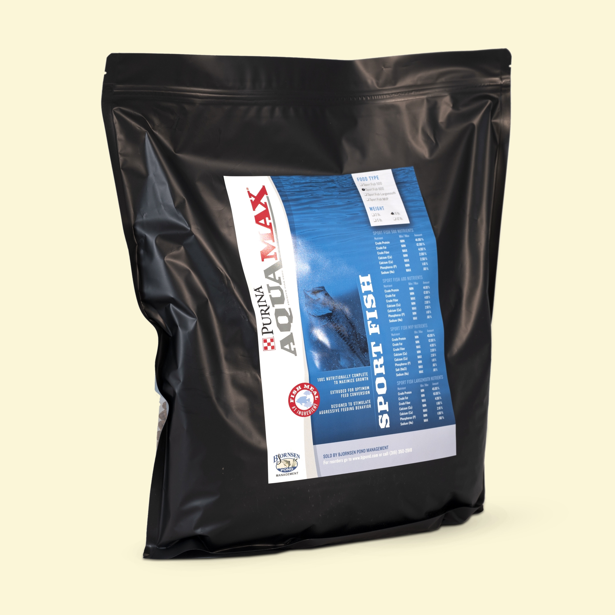 AquaMax Sport Fish 500 Fish Food 50 lb. Bag Bjornsen Pond Management